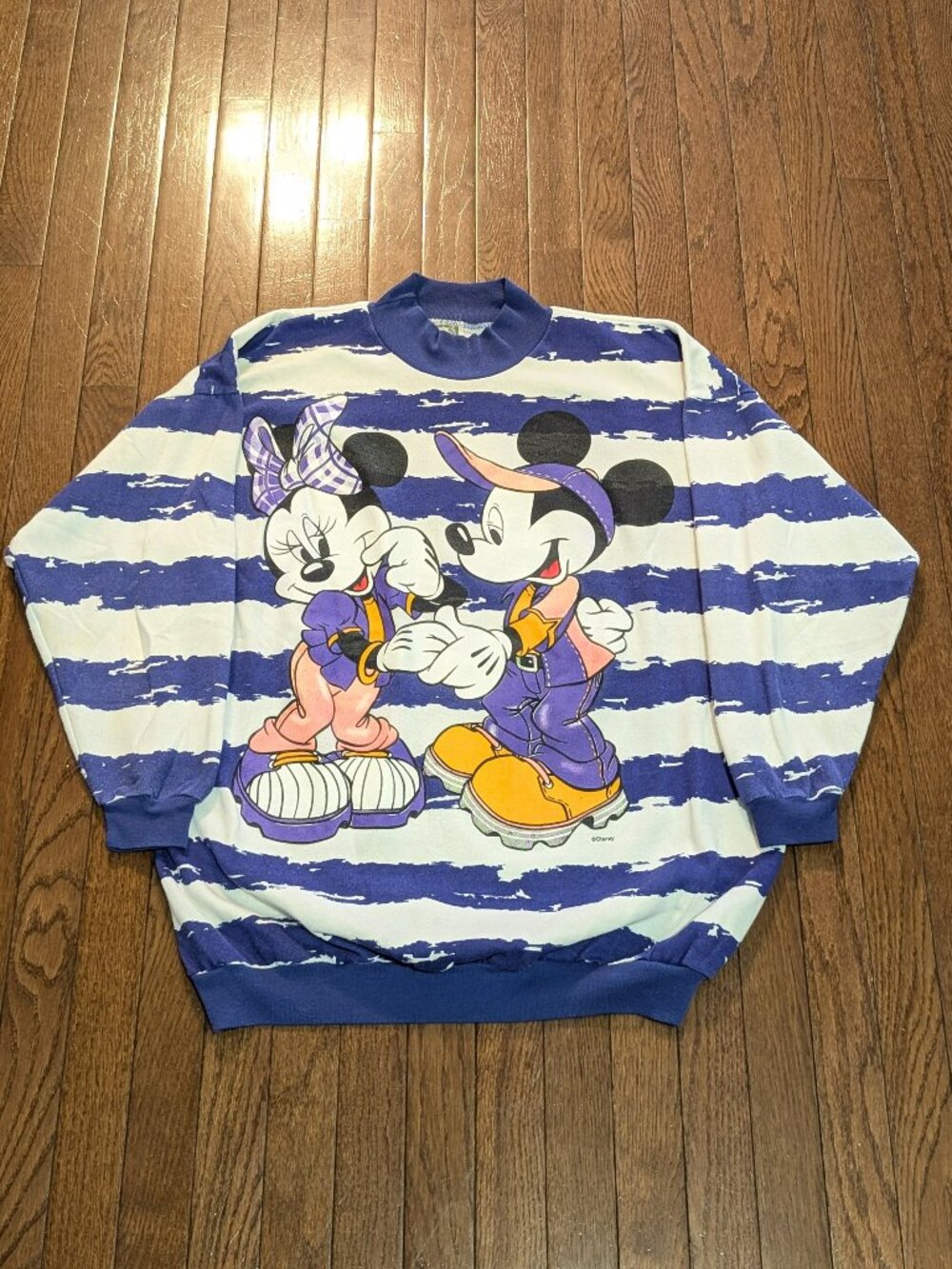 Vintage Mickey and Minnie Striped Crewneck Made in Canada - Size L